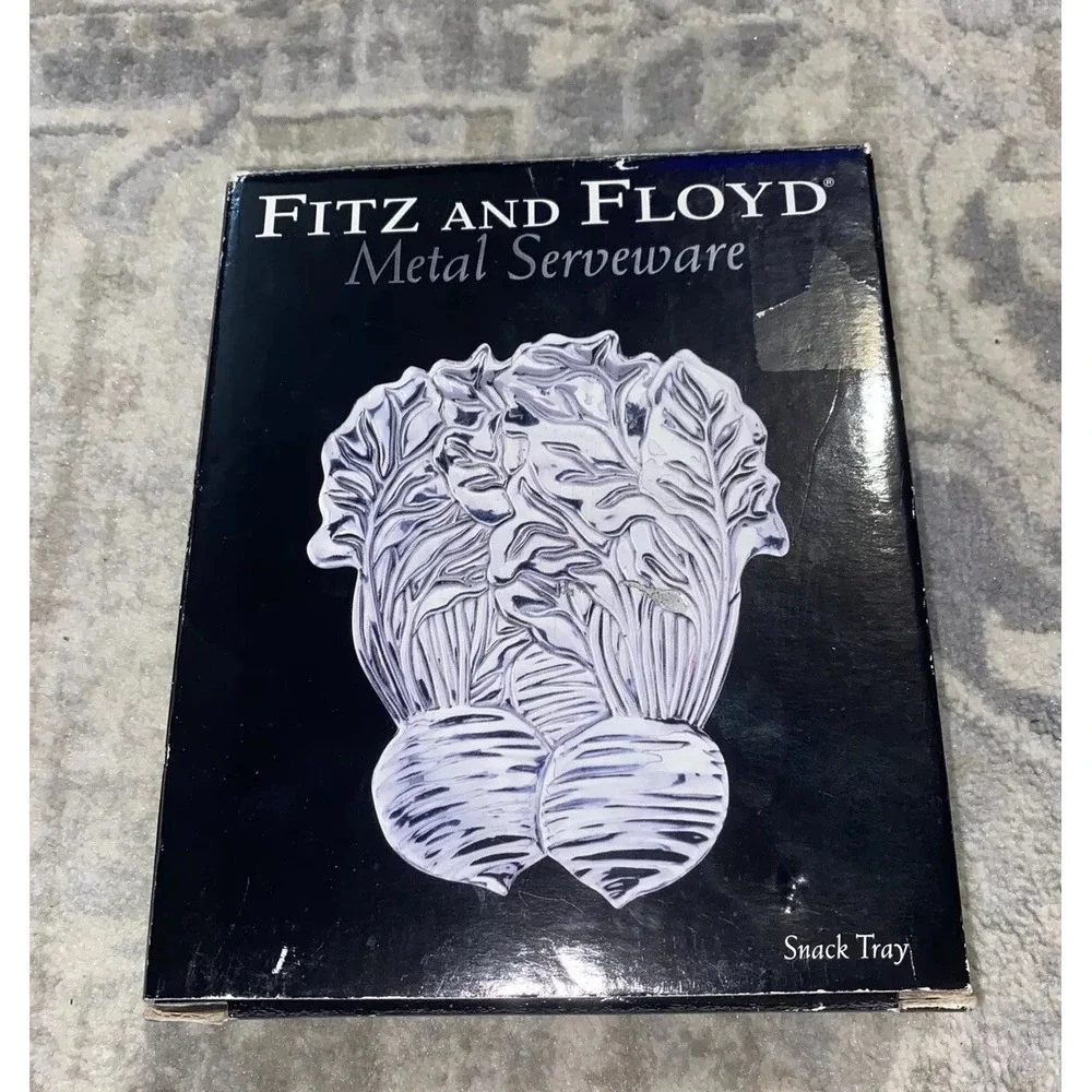 New FITZ FLOYD Metal ServeWare Snack Tray Turnip‎ Vegetable 7 X 6